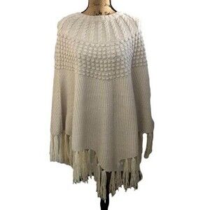 Frye Women's Cream Birch Cable knit Poncho Sweater NEW Tags O/S S M L Beautiful